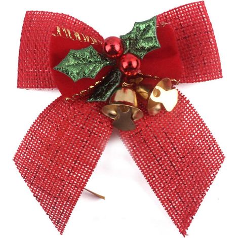 Nœud De Noël - Boucle En Tissu De Jute - Ornements Pour Arbre De Noël - 8 cm - Lot De 1 (1/4)