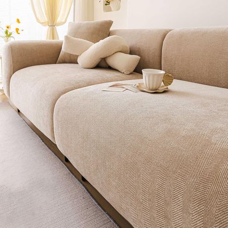 Housses de canapé très Extensibles, Protection de canapé en Chenille, antidérapante, Anti-Rayures, Lavable, Protection de Meubles à Couverture complète, pour canapés 1 2 3 4 5 Beige 1 Seater-90140cm