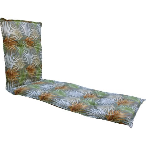 Sonnenliegen Polster Auflage "Palmenblätter" - 190 x 60 cm - Universal Kissen für Gartenliegen - Liegestuhl Auflage Deckchair Liegekissen Liegenauflage