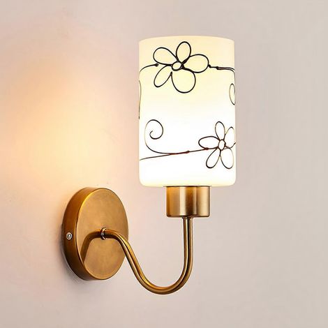 Applique murale vintage en verre avec fil métallique et éclairage en laiton pour meuble-lavabo ou lampe de chevet, modèle C, lot de 1 (1/5)