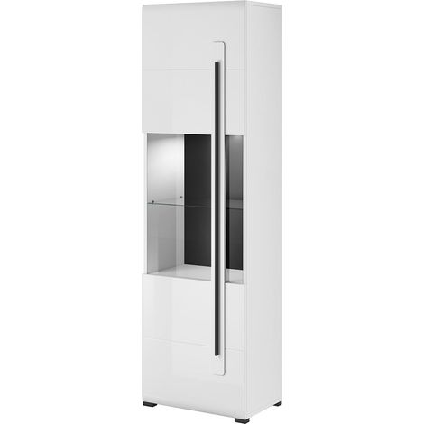 Vitrine 1 porte avec LED Louis Blanc (1/4)