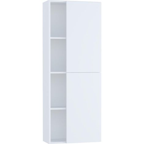 Armoire de Salle de Bain, Meuble de Salle de Bain, Armoire Haute, Meubles auxiliaires, étagère. Colonne. Livraison en kit. Série Ouverte 54 x 140 cm, Blanc (1/5)