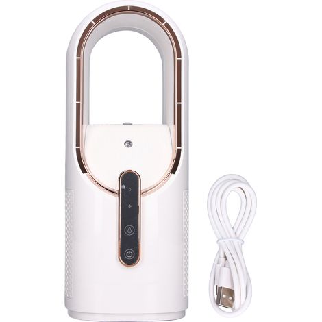 Ventilateur humidificateur sans pale, ultra silencieux, 3 vitesses de refroidissement, commande tactile, recharge USB, portable de bureau