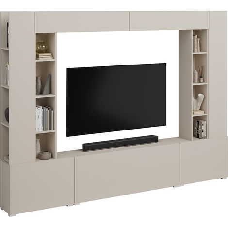 Meuble TV 5 portes 16 niches 260 cm Nala Cachemire (1/5)