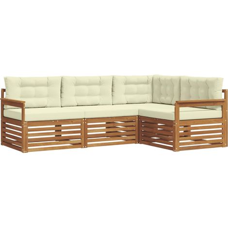 Conjunto de sofás de exterior con cojín 4 pcs Natural y Crema vidaXL (1/5)
