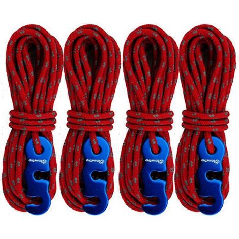 Lot de 4 cordes multifonctionnelles pour tente, accessoires de camping et de randonnée, 233 cm, en polypropylène résistant.