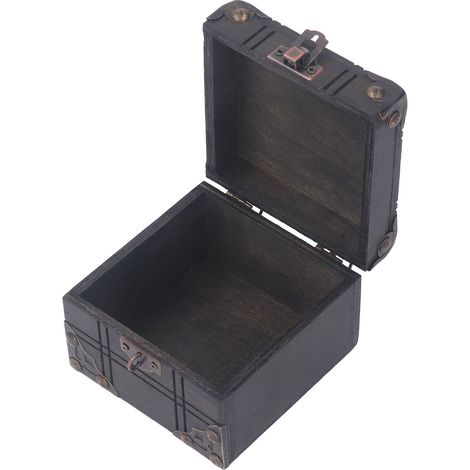 Coffret en bois vintage rétro antique, coffre à bijoux décoratif avec serrure, boîte cadeau pour perles (1/5)