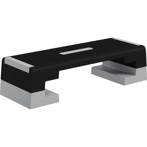 Stepper ad Altezza Regolabile con Gradini Rimovibili e Fondo Antiscivolo, in ABS, 97x36x15/20/25 cm, Grigio