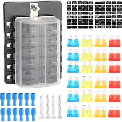 Kit de boîte à fusibles 12 voies support de bloc de lame avec indicateur LED pour voiture camion Bus bateau marin Yacht (1/5)