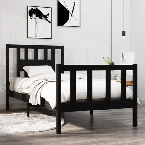 Giroletto in Legno Massello Nero 75x190 cm Small Single vidaXL (1/5)