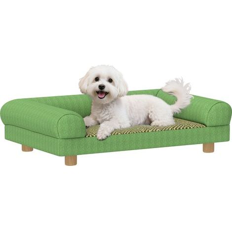 Canapé pour chien chat lit pour chien surélevé. assise de tapis frais. accoudoirs. en velours doux 63 x 41 x 17 cm. vert (1/5)