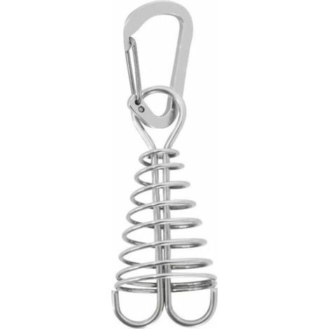 Pack of 10 anchor stakes with carabiner and spring loop, silver (1/5)