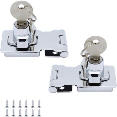 Pair (2 pack) Moraillon de Verrouillage en Métal 65mm Boulon de Porte Loquet Boucle avec Cadenas et Clé - Quincaillerie Chromée pour Verrouiller la Remise Portes Armoires Boites Meubles (1/5)