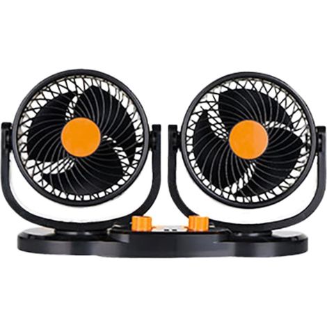 Ventilador USB para coche con 3 velocidades, cabezal doble giratorio de 360° y potente flujo de aire. (1/5)