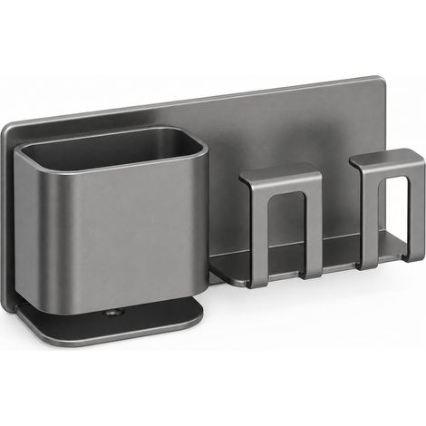 Wall-Mounted Toothbrush Holder without Drilling 2 People Grey