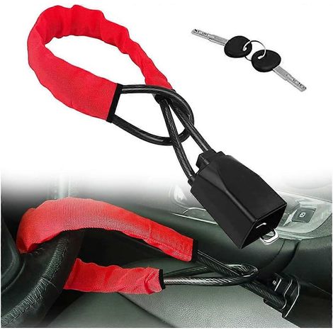 Correa de bloqueo del volante, ajuste antirrobo para coche, bloqueo del volante para seguridad del coche, ajuste del dispositivo del coche compatible con la mayoría (rojo) (1/4)