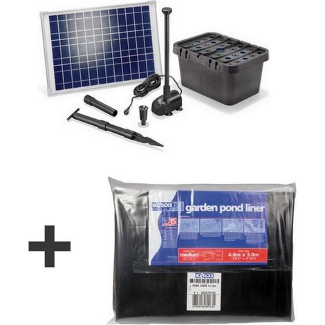 Kit bassin complet 2500L max avec liner – Pompe solaire 1300L/h – Filtre immergé – Hauteur de refoulement 1,7m - 1300L-20W (1/3)