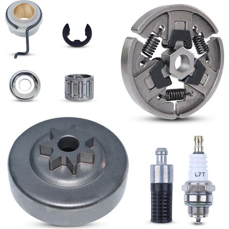 Kit tambour d'embrayage 7T pour Stihl MS290 MS310 MS390 029 039 avec pignon 3/8" Ensemble d'embrayage E-Clip Roulement Rondelle Bougie Engrenage à vis sans fin Tronçonneuse (1/5)