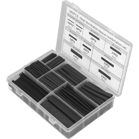 Packung mit 385 isolierenden, flammhemmenden Schrumpfschläuchen zum Schutz von Elektrokabeln, Mehrzweck-Crimpset (1/5)