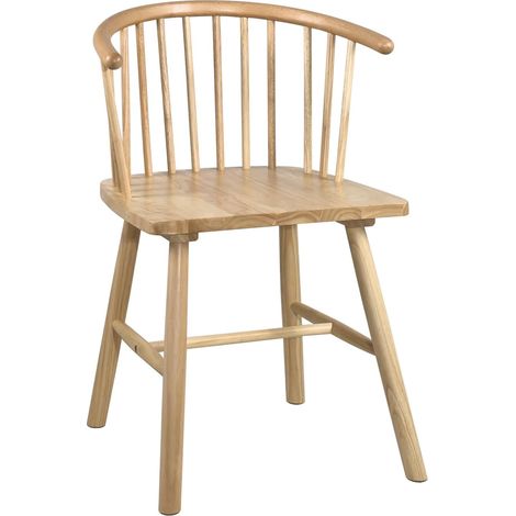 Chaise de bar en bois d'hévéa massif, teinte claire, style bistro vintage rétro, style western Windsor MINO (bois naturel) (1/5)