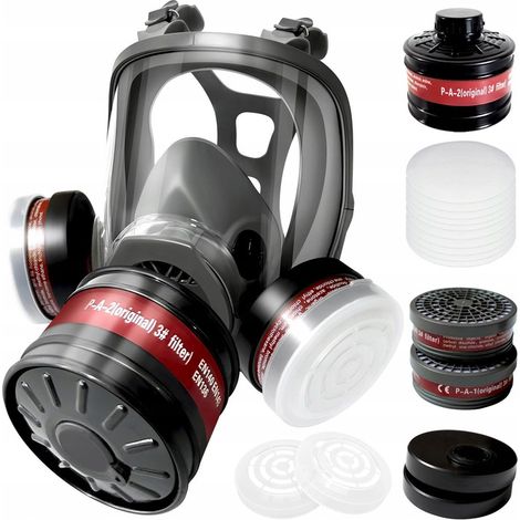 Máscara antipolvo + máscara antigás + 2 cartuchos de carbón + 10 filtros Koanni (1/5)