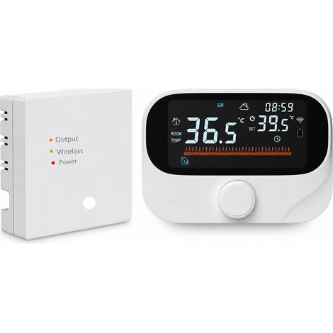 Thermostat Wi-Fi sans fil RF433 pour chauffage au sol, à eau et chaudières murales, avec récepteur, USB/pile, kit 1:1 (WIFI WITH3) (1/5)