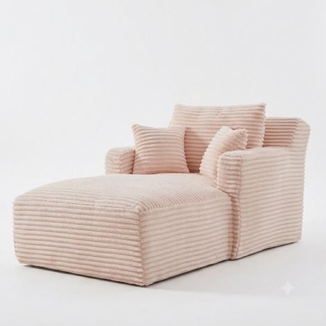 ELVMI Chaise longue de Corduroy, Sofá Convertible, con Espuma y Muelles Ensacados, Rosa (1/5)
