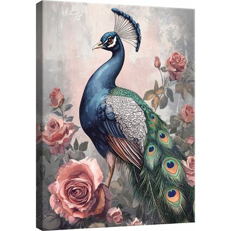 Peinture pour salon chambre cuisine grue nature oiseaux sur toile mur 120x80 (1/3)