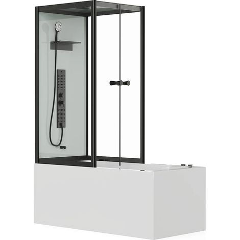 Vasca da bagno con funzione bidet - L150 x P75 x H215 cm - Profili neri - 100 microgetti e 6 getti grandi - DARIA II (1/5)