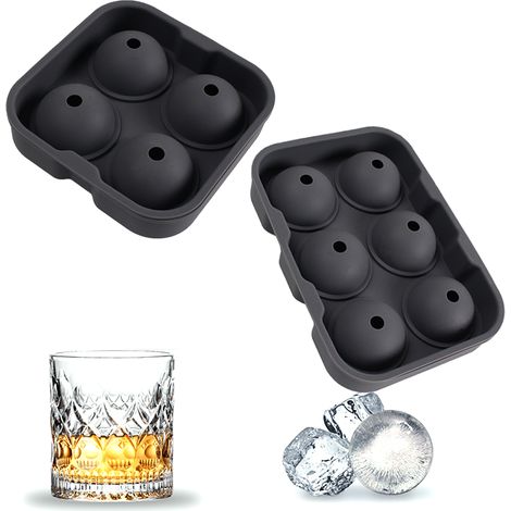 Moule À Glace Sphérique - Pour Whisky Et Cocktails - 60 mm - En Silicone Alimentaire - Lot De 2 (1/5)