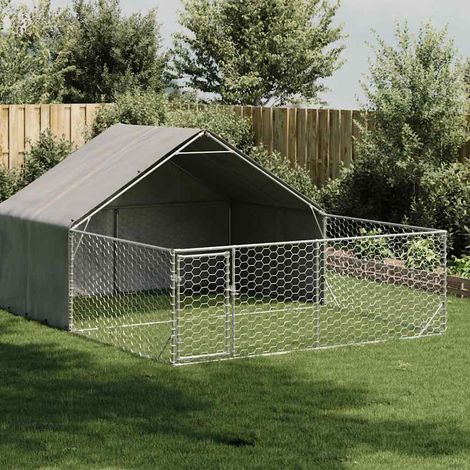 Niche d'extérieur pour chien enclos-Abri pour chien-Chenil 5x3x1,9 m acier galvanisé 939814 (1/5)
