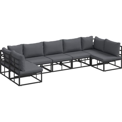 Maison Exclusive - Ensemble de canapé de jardin avec coussin 7 pcs Noir Aluminium (1/5)