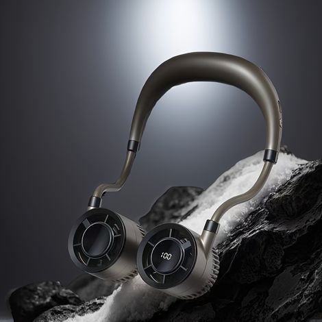 Ventilateur de Cou Rechargeable USB, Silencieux et Réglage Multi-Vitesses,Or (1/5)