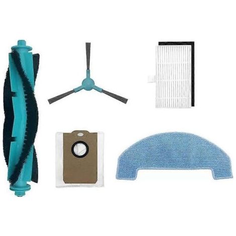 Lot de 5 accessoires pour aspirateur robot MONSGA MS1 MAX : brosse principale, sac à poussière, brosse latérale, chiffon de nettoyage et filtre. (1/5)