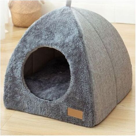 Houhence – Nid de chat igloo intérieur – Velours arctique, tissu imitation lin, éponge élastique – Résistant aux déchirures, facile à nettoyer – Pour chats et petits chiens (1/5)