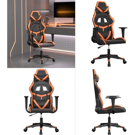 Gaming-Stuhl mit Massagefunktion Schwarz und Orange Kunstleder - Massagestuhl - Gamingstuhl mit Massage (1/5)