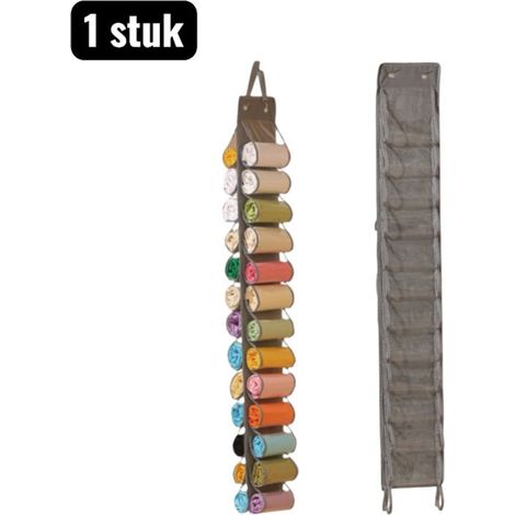 garment storage bag with 26 pockets and compartments made of non-woven fabric and PVC for closet or bathroom, grey (1/5)