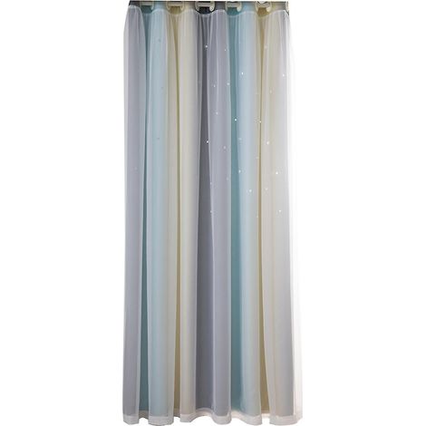 Gradient Star Curtain Lightproof Polyester Double Couche Rideau Perforé Pour Salon