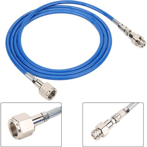 Ortviai Tuyau haute pression pour bouteille CO2 SodaStream – 2,5 m, bleu, raccord W21,8-14 / DIN477, nylon renforcé (1/3)