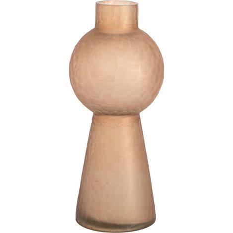 Vase en verre marron au relief organique - marron fumé (1/4)