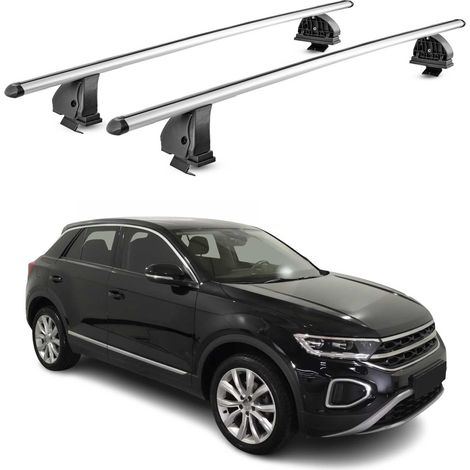 OMAC Barres de toit transversales en aluminium pour VW T-Roc 2017-2025 5Portes – TÜV / DIN 75302:2019 – Antivol inclus – Charge max 75 kg – 2 barres – Gris (1/5)