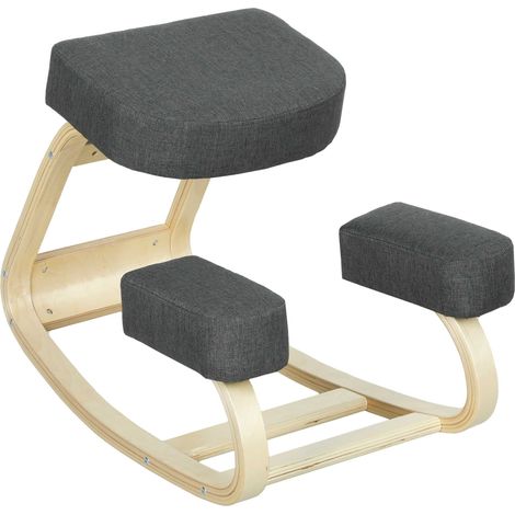 Ergonomic Kneeling Chair, Birch Wood, 120kg Capacity, Dark Grey (1/5)