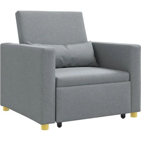 Canapé-lit individuel en tissu gris clair – Lit d’appoint pliable 90 x 165 cm, convertible salon/chambre, hauteur 87 cm, confort moelleux, facile à ranger (1/5)
