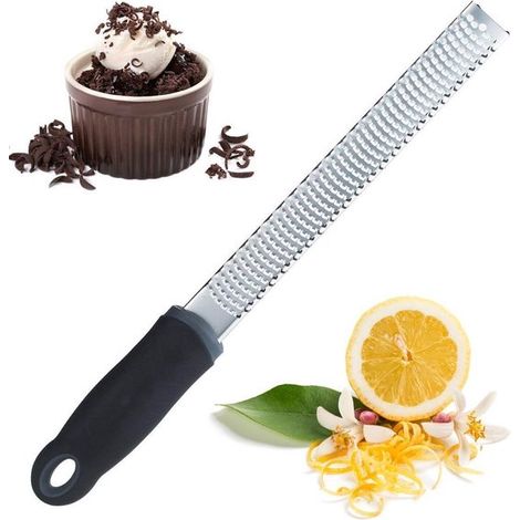Rallador manual, Acero inoxidable, Rallador manual largo, Rallador de ajo, Corta sin esfuerzo chocolate, canela, jengibre, cebollas, ajo, limones (1/5)