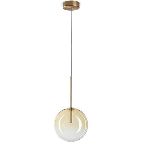 Ideal Lux EQUINOXE 20cm Globe Pendelleuchte Deckenleuchte Schirm Bernstein