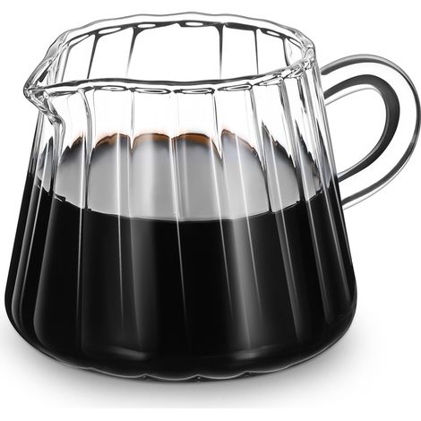 Petit pichet en verre borosilicate de 200 ml - pot à lait avec bec verseur pour cappuccino et expresso au café et au restaurant (1/5)