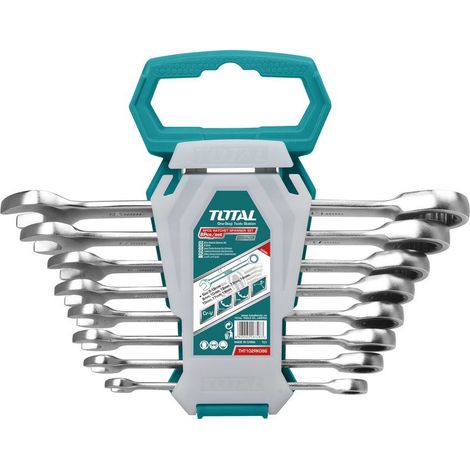 SET CHIAVI COMBINATE A CRICCHETTO 8pz 8-19mm Cr-V TOTAL