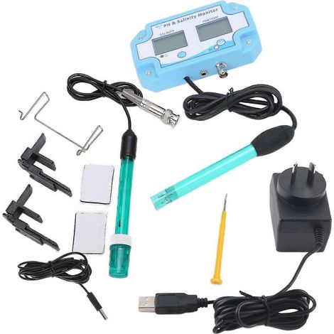 PH-2987 3-en-1 Appareil de mesure en ligne du pH, de la salinité et de la température – moniteur et analyseur de la qualité de l'eau pour aquariums (AU)
