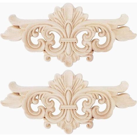 2pcs Appliques Sculptées - Fleurs Sculptées Longues Appliques Onlay Sculpture Decal Meubles Porte Décoration Maison(16 7.5CM) (1/5)