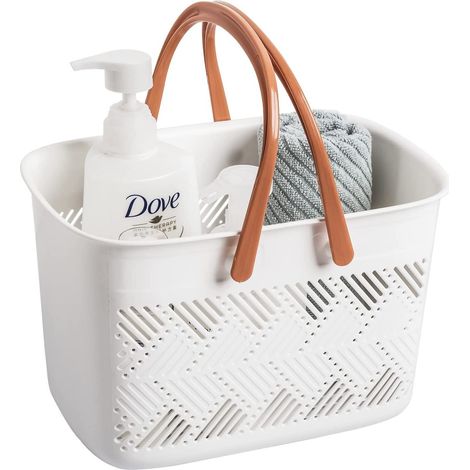 Panier de douche portable, panier de rangement en plastique avec poignée pour dortoir étudiant, salle de bain, jardin, produits de nettoyage-AquaForge (1/5)